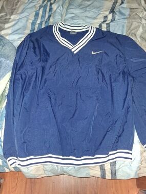 Nike Blue Pullover Windbreaker with White Trim